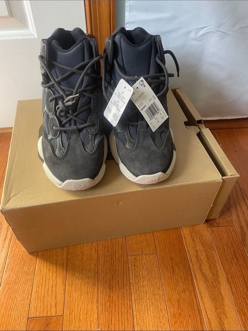 adidas Men's Black and Cream High-Top Sneakers
